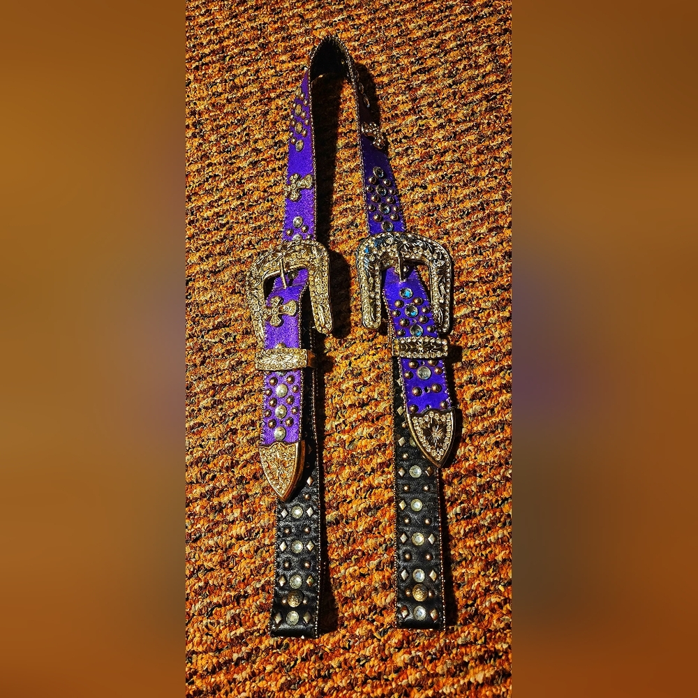 Purple and Black Embellished Belt